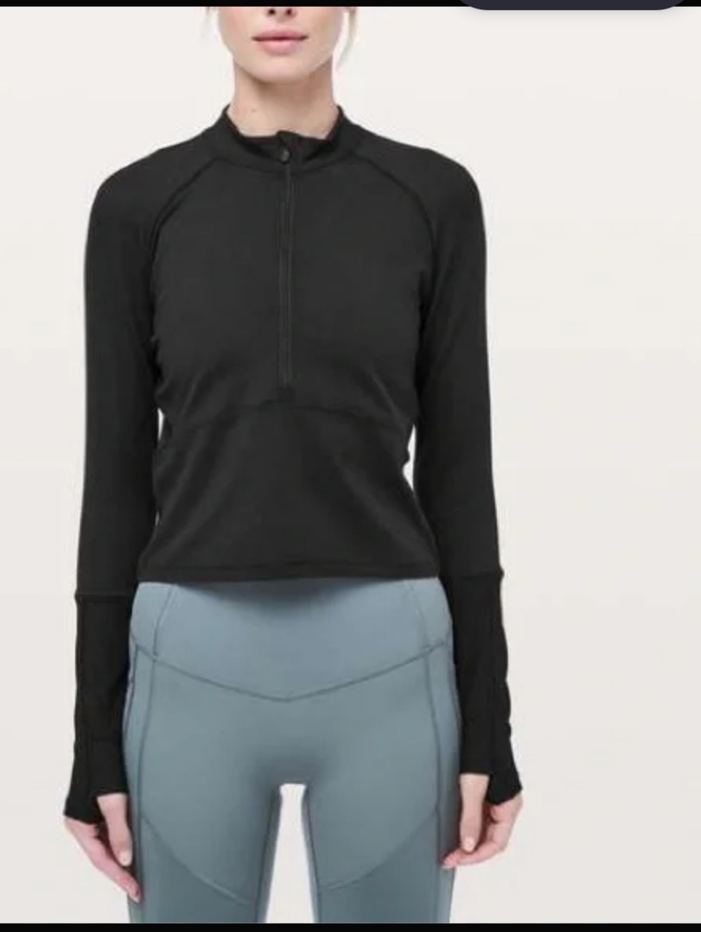 Black Lululemon It's Rulu Cropped Half Zip top